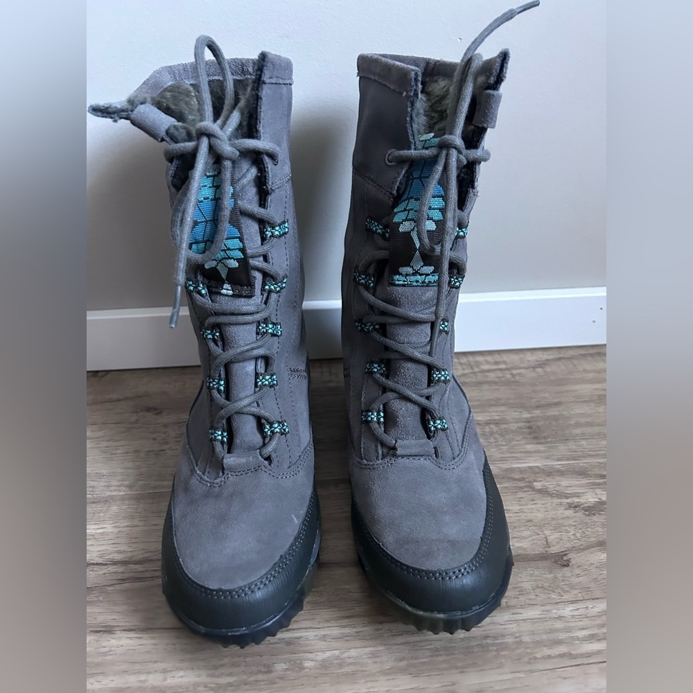 Cushe Allpine Cone suede grey turquoise Gray Women's Boots faux fur nordic - Picture 9 of 12